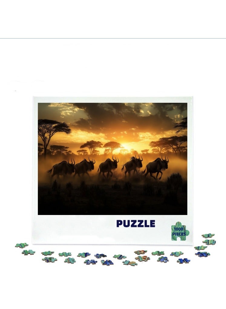 Anna 1000-Piece Dusk Prairie Herd Scenic Jigsaw Puzzle - Image 1
