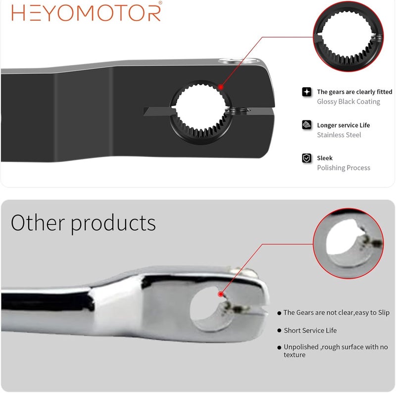 HEYOMOTOR Motorcycle Heel Toe Shift Lever Brake Pedals Shift Peg for Harley Davidson Softail Touring Road Glide Street Glide Levers Road King Glide Trikes Shifter Levers Black White - Image 5