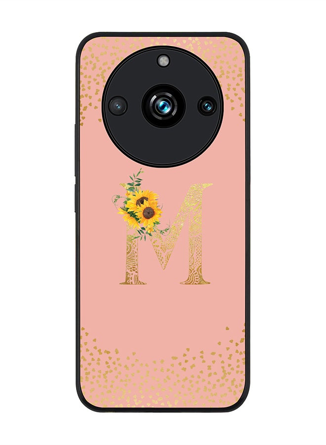 Stylizedd Rugged Black Edge case for Realme 11 Pro/Realme 11 Pro+ Case Cover - Custom Monogram Initial Letter Mandala Floral Pattern Alphabet - M (Rose Pink) - Image 1