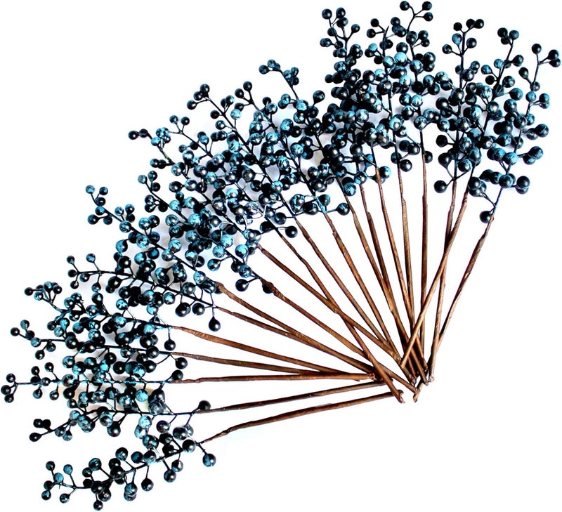 OrgMemory Artificial Berry, Fake Burgundy Berry, (20 pcs, 12" Each), Artificial Berries Stems for Xmas Tree Wreath Decorations Home Decor (blue) - Image 1