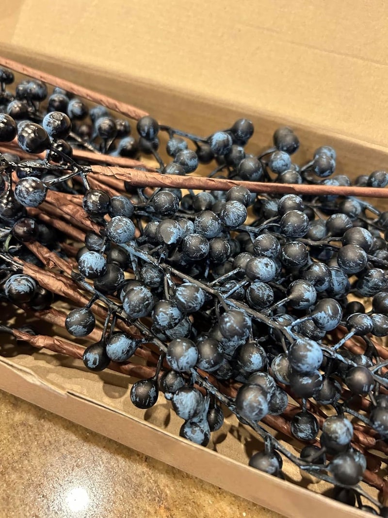 OrgMemory Artificial Berry, Fake Burgundy Berry, (20 pcs, 12" Each), Artificial Berries Stems for Xmas Tree Wreath Decorations Home Decor (blue) - Image 5