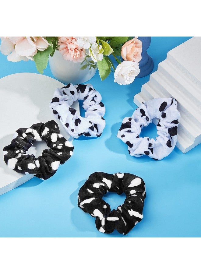 Xinnun 10 Pieces Cow Print Scrunchies Hair Ropes Cow Ponytail Printing Elastic Hair Ropes Round Hair Bands Cloth Hair Scrunchies For Women Girls Hair Accessories Party Decoration Supplies (White Black) - Image 3