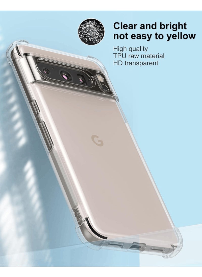Aookay [1+2] For Google Pixel 9 Clear Case with Tempered Glass Screen Protector(2pcs), Soft TPU Four Corner Bumper Airbag Anti-drop Protection, Ultra-thin Transparent Cover (Google Pixel 9)  - Image 4