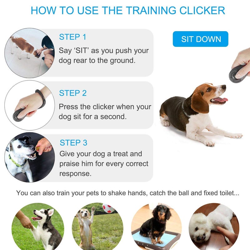 Sage Square Pet Training Clicker with Wrist Strap and Strap Hook for Dog/Cat/Kitten/Puppy/Bird (Blue) - Image 3