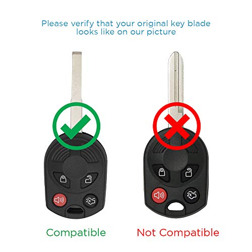 Keyless2Go Replacement for New Uncut Keyless Remote Head Key Fob Ford Focus Escape Transit CMax OUCD6000022 164-R8046 - Image 5
