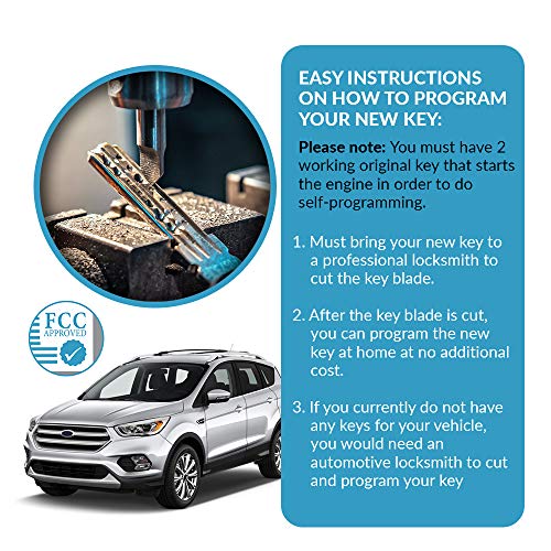 Keyless2Go Replacement for New Uncut Keyless Remote Head Key Fob Ford Focus Escape Transit CMax OUCD6000022 164-R8046 - Image 4