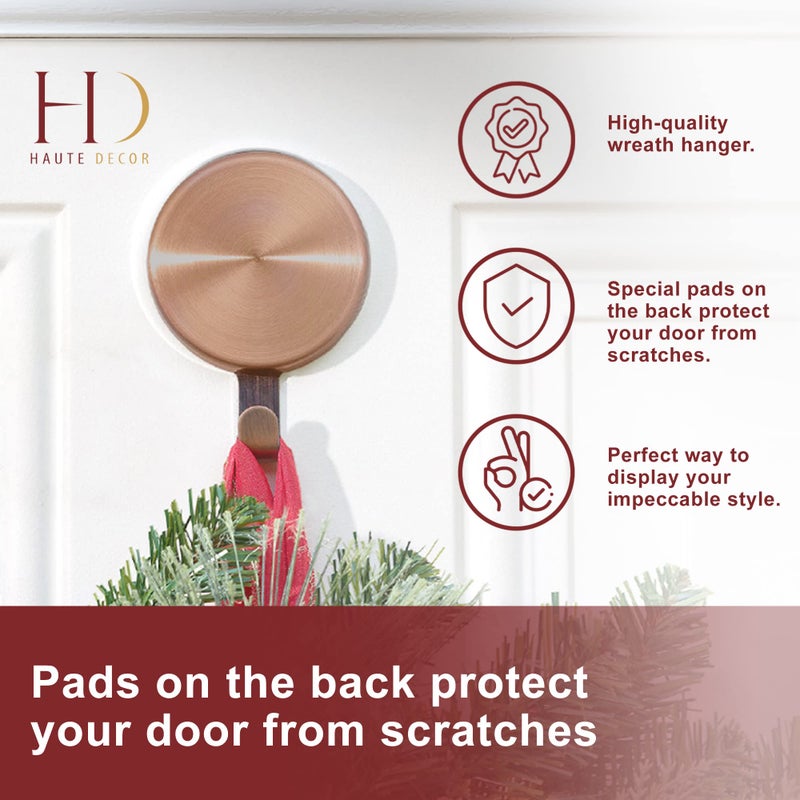 Haute Decor Attract Magnetic Wreath Hanger (Copper) - Set of 2 Magnets - for 2 Metal Doors/Surfaces or 1 Single-Pane Glass Door/Window - Holds up to 10 lbs. - Image 3