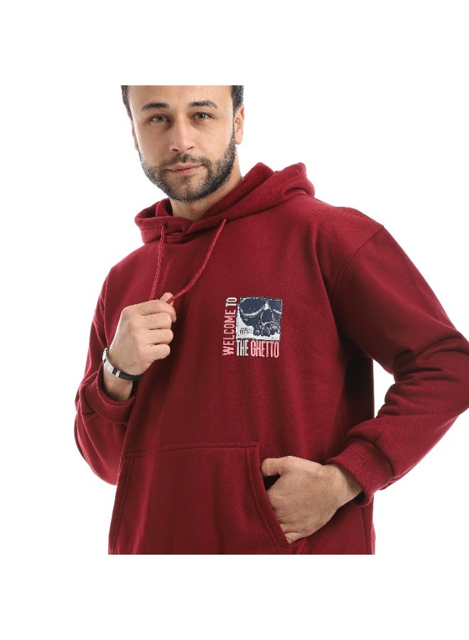 Caesar Men's hoodie with a hood and prints on the chest and back - Image 5
