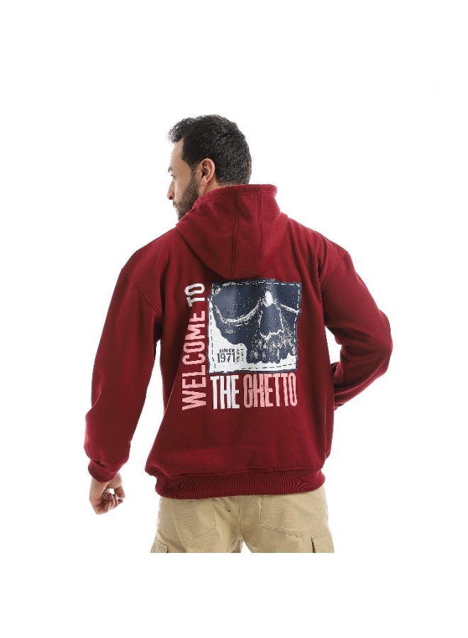 Caesar Men's hoodie with a hood and prints on the chest and back - Image 3