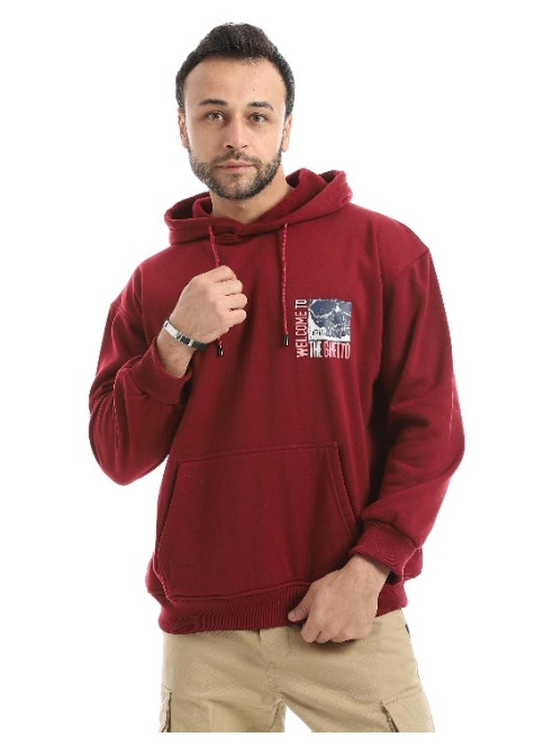 Caesar Men's hoodie with a hood and prints on the chest and back - Image 1