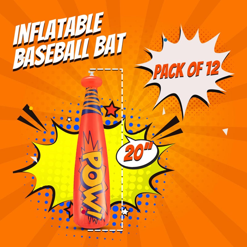 Bedwina Bedwina Pow Inflatable Baseball Bat - (Pack of 12) Oversized 20 Inch Inflatable Toy Bat, Carnival Prizes, Baseball Party Favors Goodie Bag Stuffers, Decorations Party Prizes for Kids  - Image 2