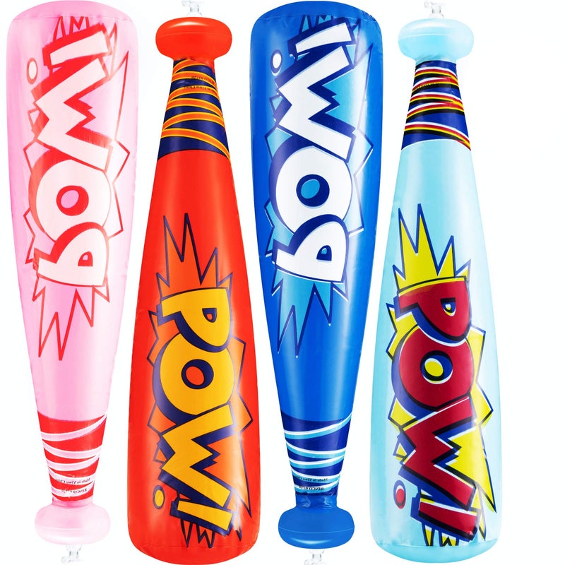Bedwina Bedwina Pow Inflatable Baseball Bat - (Pack of 12) Oversized 20 Inch Inflatable Toy Bat, Carnival Prizes, Baseball Party Favors Goodie Bag Stuffers, Decorations Party Prizes for Kids  - Image 1