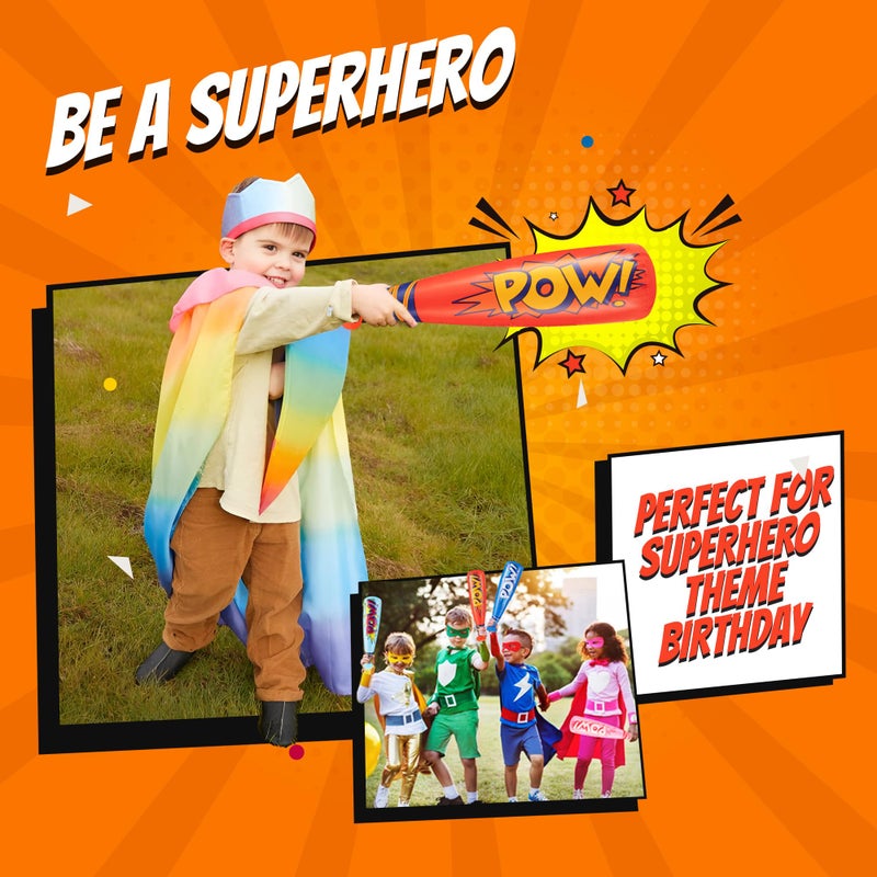 Bedwina Bedwina Pow Inflatable Baseball Bat - (Pack of 12) Oversized 20 Inch Inflatable Toy Bat, Carnival Prizes, Baseball Party Favors Goodie Bag Stuffers, Decorations Party Prizes for Kids  - Image 5