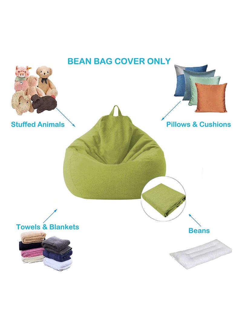 Cotton Linen Bean Bag Chair Cover for Adults Kids and Teens Comfortable Soft Sack in Green Color  - Image 3
