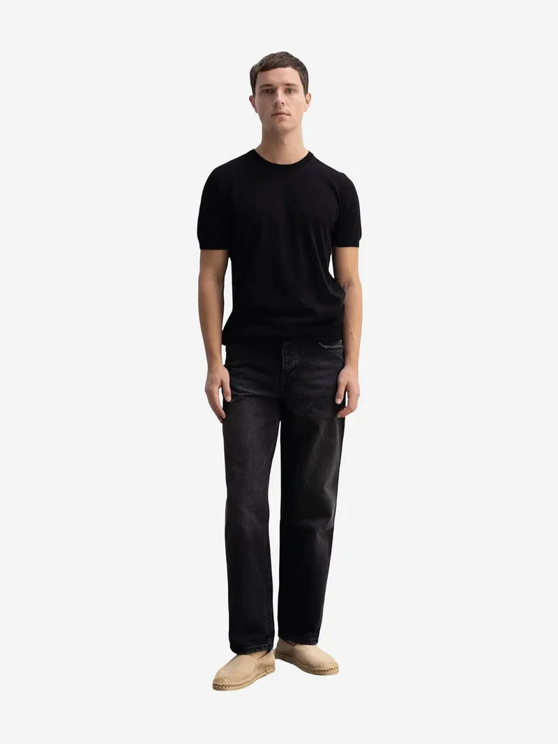 جيستو GIESTO Plain Crew Neck Ribbed T-Shirt