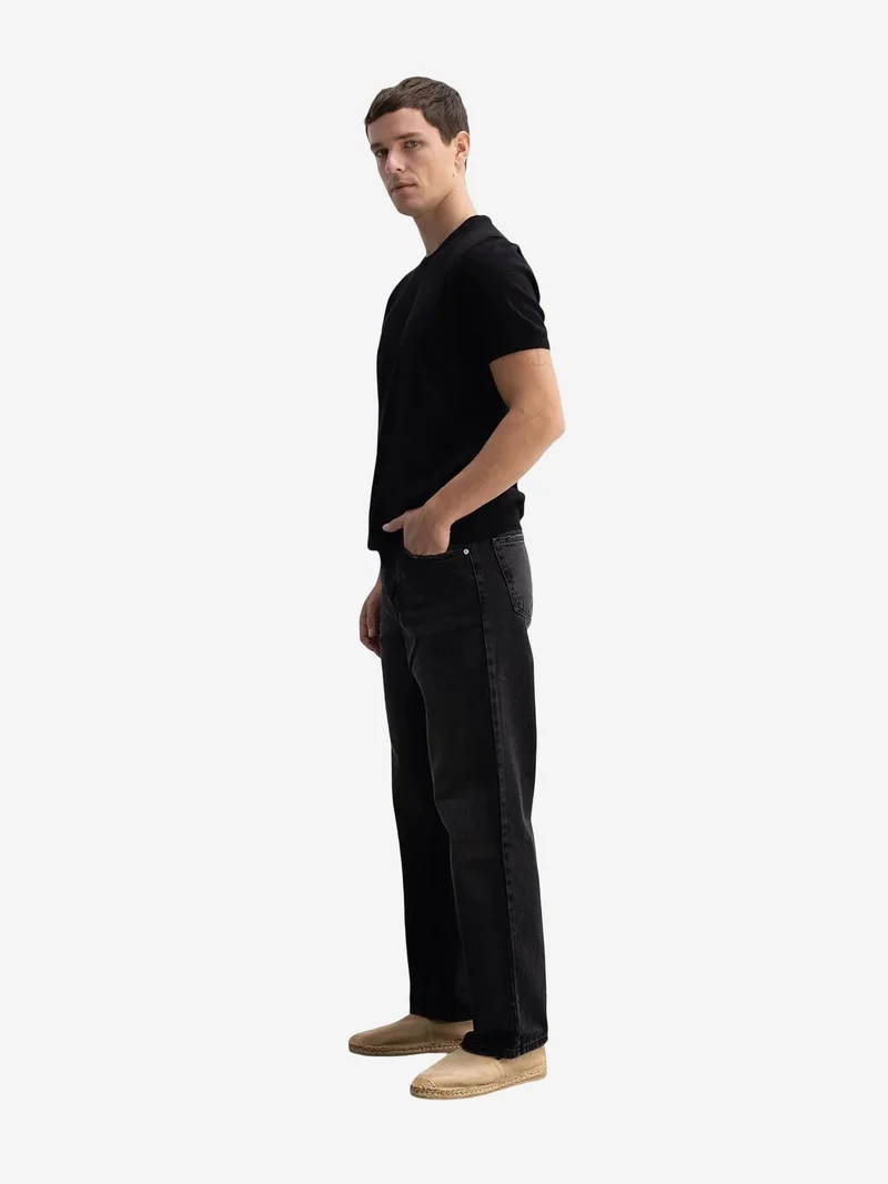 Giesto Black GIESTO Plain Crew Neck Ribbed T-Shirt for Men | Best Price UAE