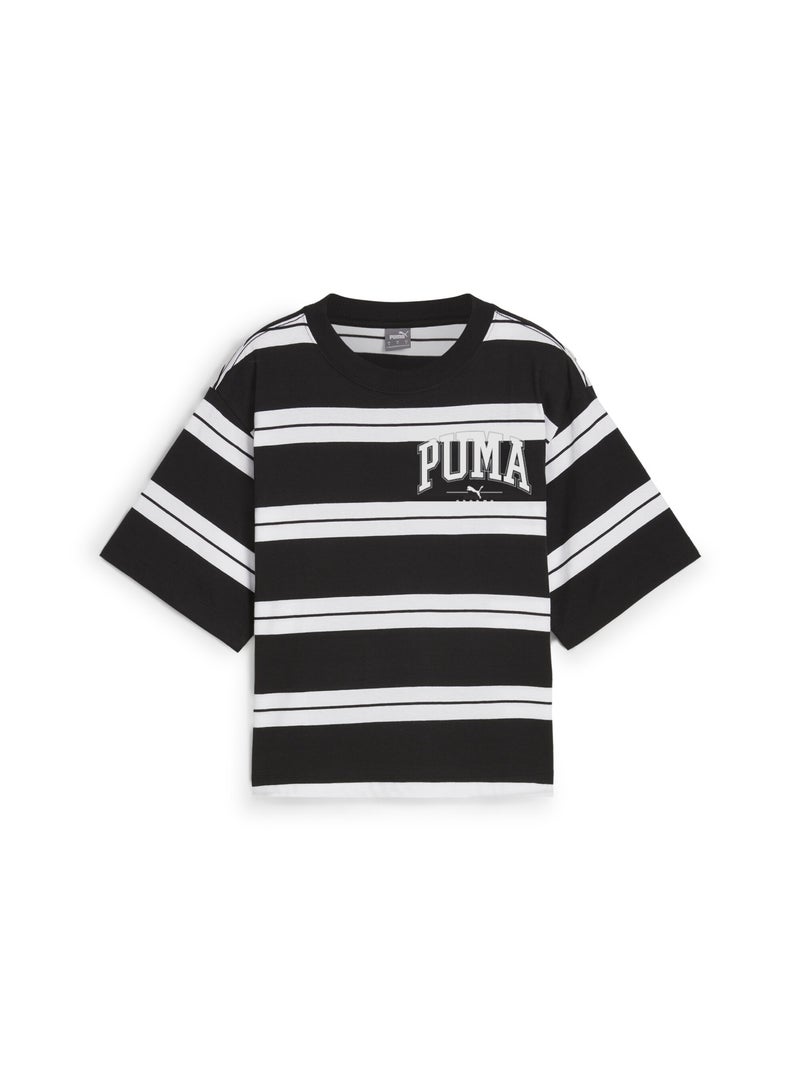 PUMA SQUAD Womens Black Striped T-shirt - Image 1