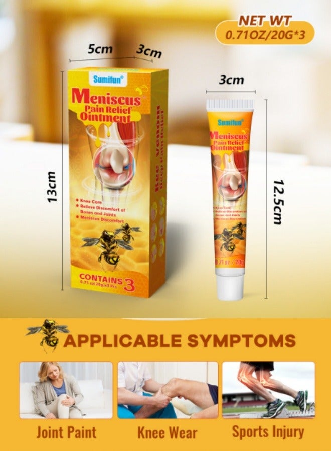Sumifun （3 Packs） Bee Venom Pain Relief Gel for Joint & Muscle , Fast-Acting Herbal Cream for Neck, Knee, Shoulder, Back, Leg Pain , Arthritis, Sciatica, Stiffness, Inflammation , Cooling Soothe - Image 3
