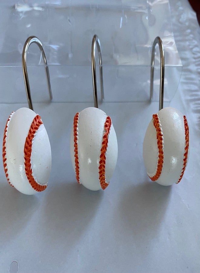 spring Home Decorative Sport Shower Curtain Hooks Set of 12 (Baseball) - Image 1