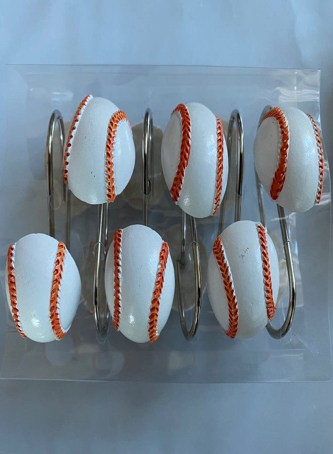 spring Home Decorative Sport Shower Curtain Hooks Set of 12 (Baseball) - Image 2