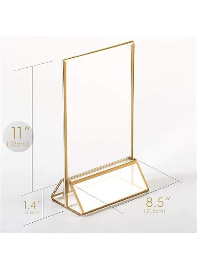 Generic Acrylic Gold Sign Holder,Wedding Table Numbers Picture Frames, Double Sided Menu Holders Picture Frames for Restaurants, Home, Photo Frames, Store (8.5 x 11- 12 Pack)  - Image 2