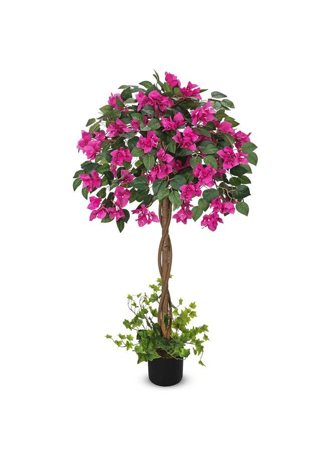 Briful 3.94FT Artificial Bougainvillea Tree in Pot – Faux Silk Bougainvillea Floral Tree Decorative Pink Fake Trees for Home Office Living Room Indoor Outdoor Décor - Image 1