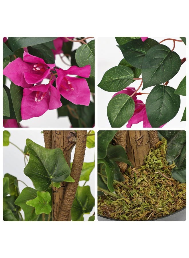 Briful 3.94FT Artificial Bougainvillea Tree in Pot – Faux Silk Bougainvillea Floral Tree Decorative Pink Fake Trees for Home Office Living Room Indoor Outdoor Décor - Image 3