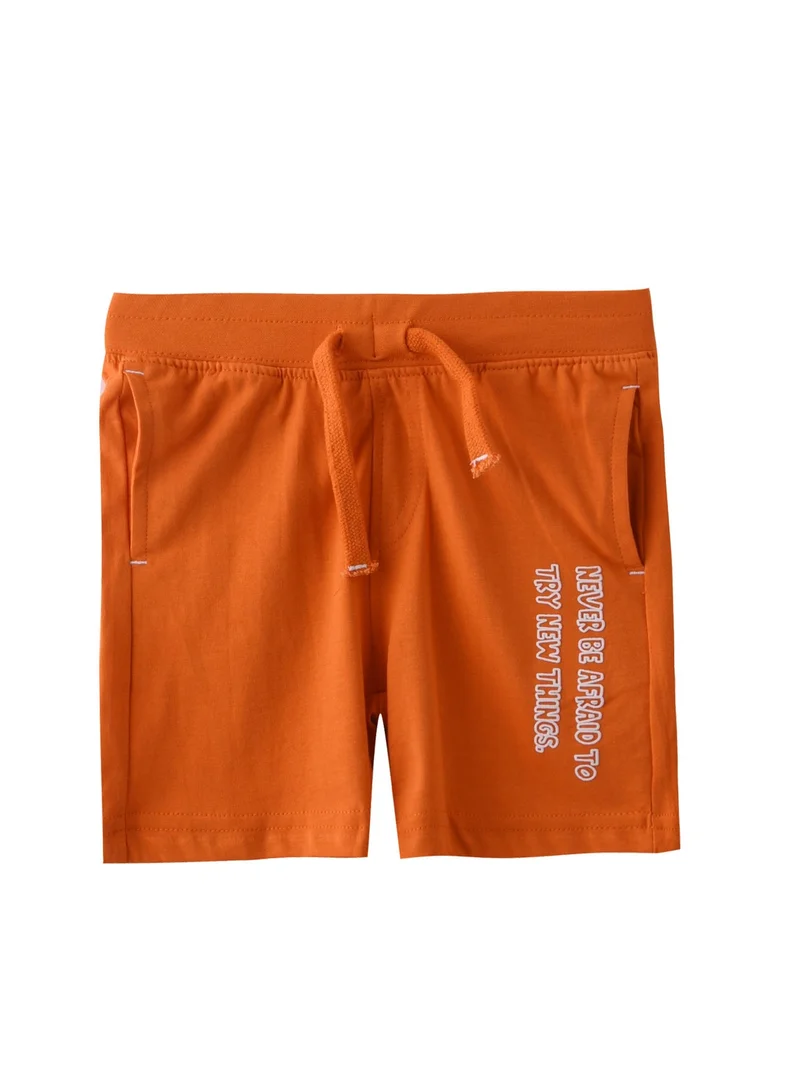 Victor And Jane  Baby Boys 2 piece Set - T-Shirts & Shorts - Off-While and Orange (100% Cotton)- VJ for Men | Best Price UAE