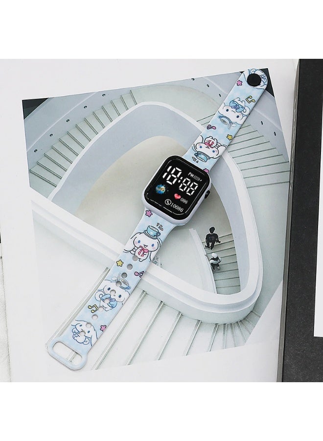 4 Pcs Kids' Cartoon Anime Printed Square Water Resistant Silicone Digital Watch - Image 2