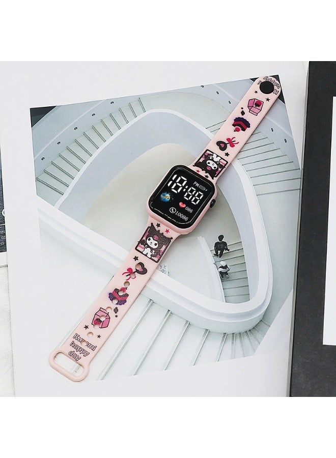 4 Pcs Kids' Cartoon Anime Printed Square Water Resistant Silicone Digital Watch - Image 4