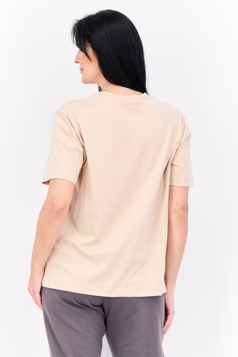 Champion Women Regular Fit Short Sleeves Outdoor Top, Beige - Image 3