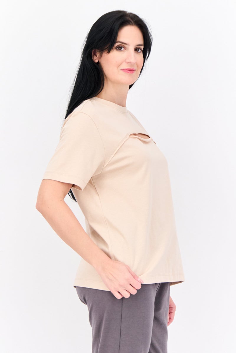 Champion Women Regular Fit Short Sleeves Outdoor Top, Beige - Image 2