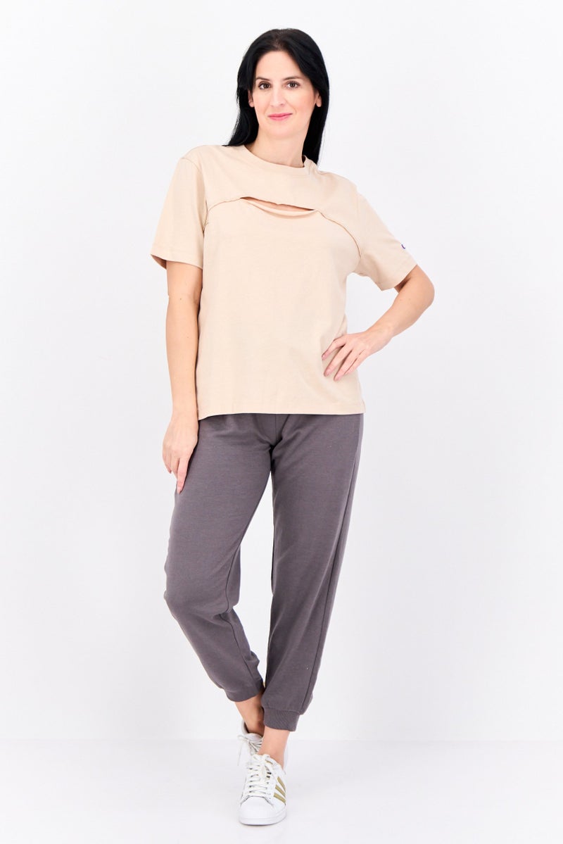 Champion Women Regular Fit Short Sleeves Outdoor Top, Beige - Image 4