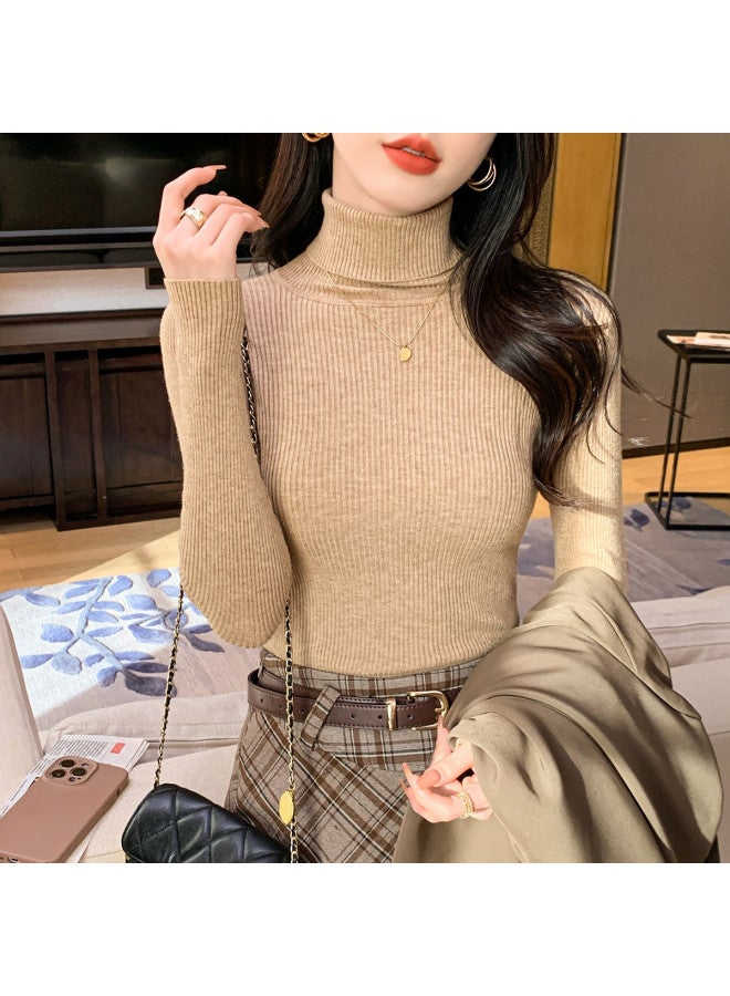 Modal بلوزة أساسية ذات ياقة عالية لفصل الخريف والشتاء، بسيطة وعصرية، متعددة الاستخدامات ومريحة بأكمام طويلة للنساء - Image 4