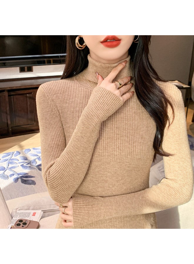 Modal بلوزة أساسية ذات ياقة عالية لفصل الخريف والشتاء، بسيطة وعصرية، متعددة الاستخدامات ومريحة بأكمام طويلة للنساء - Image 2