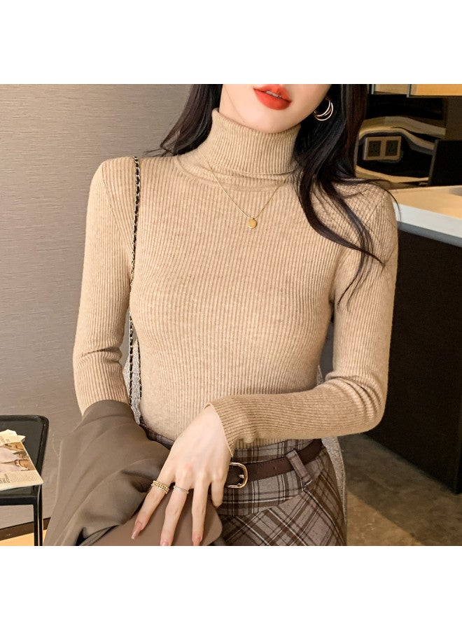 Modal بلوزة أساسية ذات ياقة عالية لفصل الخريف والشتاء، بسيطة وعصرية، متعددة الاستخدامات ومريحة بأكمام طويلة للنساء - Image 3