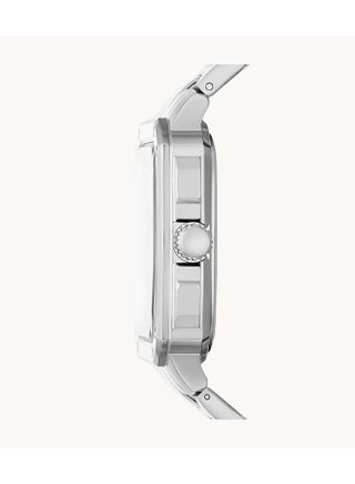 Men Inscription Rectangle Shape Stainless Steel Chronograph Wrist Watch BQ2655 - 42mm - Silver - view 3