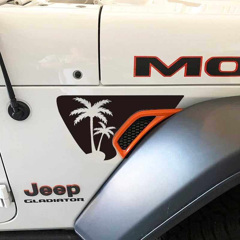 Zxiaochun Side Fender Vent Coconut Trees Decals, Precut Matte Black Vinyl Sticker Compatible with Jeep Wrangler JL JLU 2018 2019 2020 2021 2023 2024 2025 and Gladiator JT 2020-2023 2024 2025(1 Pair) - Image 5