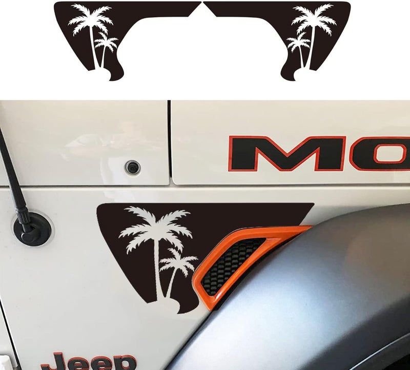Zxiaochun Side Fender Vent Coconut Trees Decals, Precut Matte Black Vinyl Sticker Compatible with Jeep Wrangler JL JLU 2018 2019 2020 2021 2023 2024 2025 and Gladiator JT 2020-2023 2024 2025(1 Pair) - Image 1