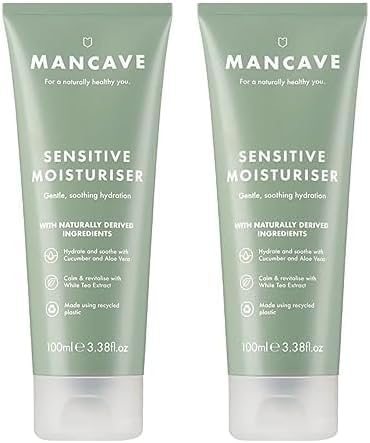ManCave مرطب مان كاف الحساس 100 مل للرجال يرطب ويغذي البشرة مع الألوة فيرا وزبدة الشيا مختبر جلدياً خصائص مرطبة ومهدئة تركيبة طبيعية صديقة للنباتيين - Image 1
