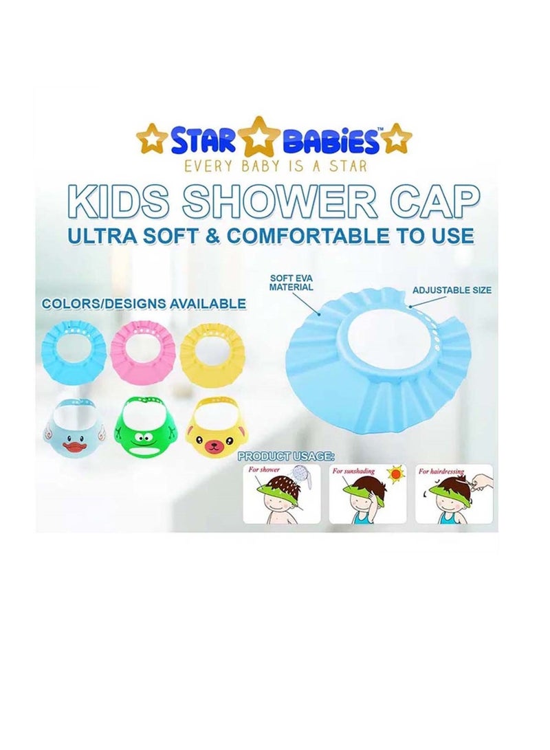 STAR BABiES Star Babies - Combo Pack of 2- Kids Powder Puff  with Kids Shower Cap - Blue  - Image 3