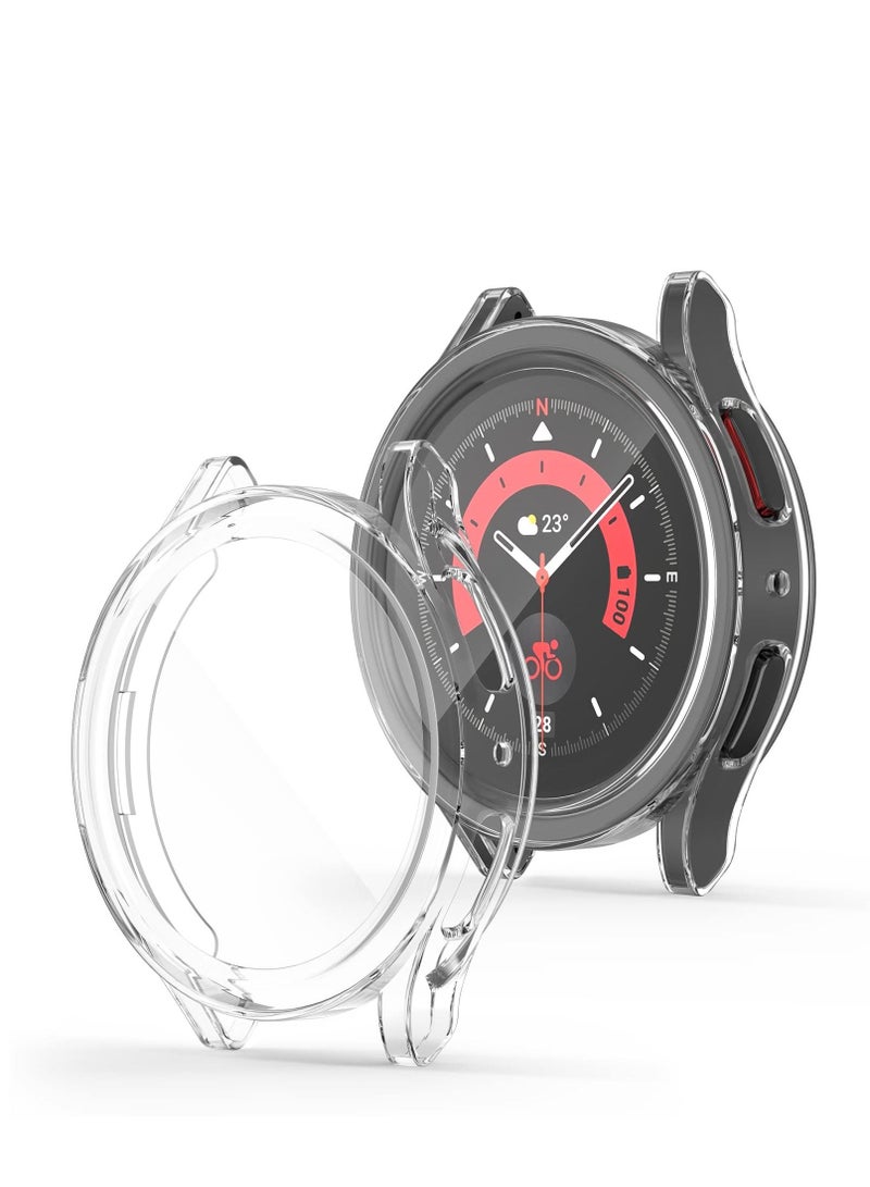 Compatible with Samsung Galaxy Watch 5 Pro 45mm Screen Protector Case Full Protection Cover Soft TPU Bumper Frame Accessories (Clear) - Image 1