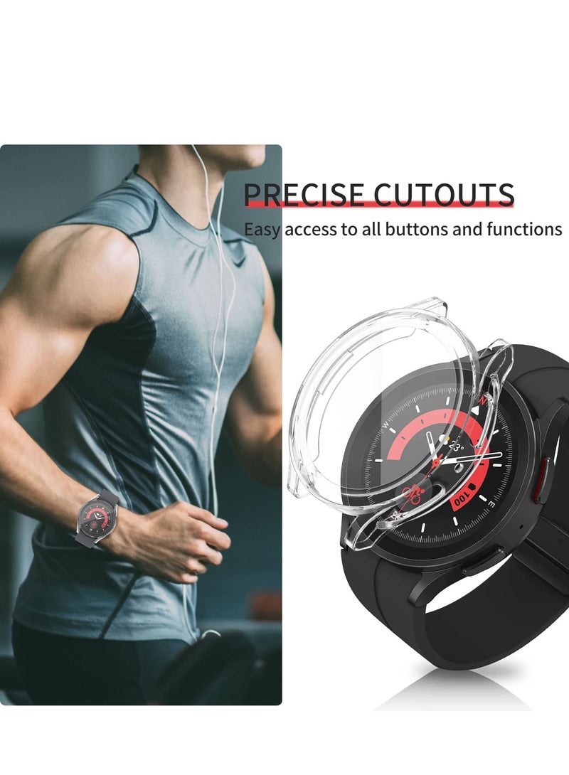 Compatible with Samsung Galaxy Watch 5 Pro 45mm Screen Protector Case Full Protection Cover Soft TPU Bumper Frame Accessories (Clear) - Image 4