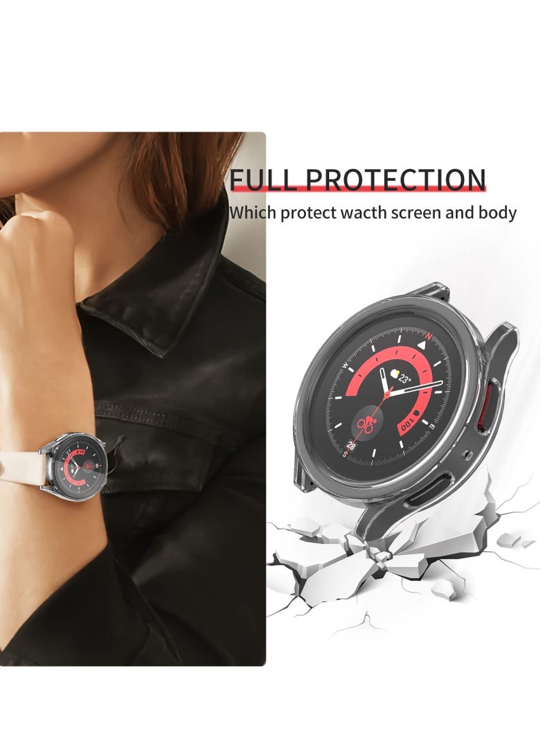Compatible with Samsung Galaxy Watch 5 Pro 45mm Screen Protector Case Full Protection Cover Soft TPU Bumper Frame Accessories (Clear) - Image 5