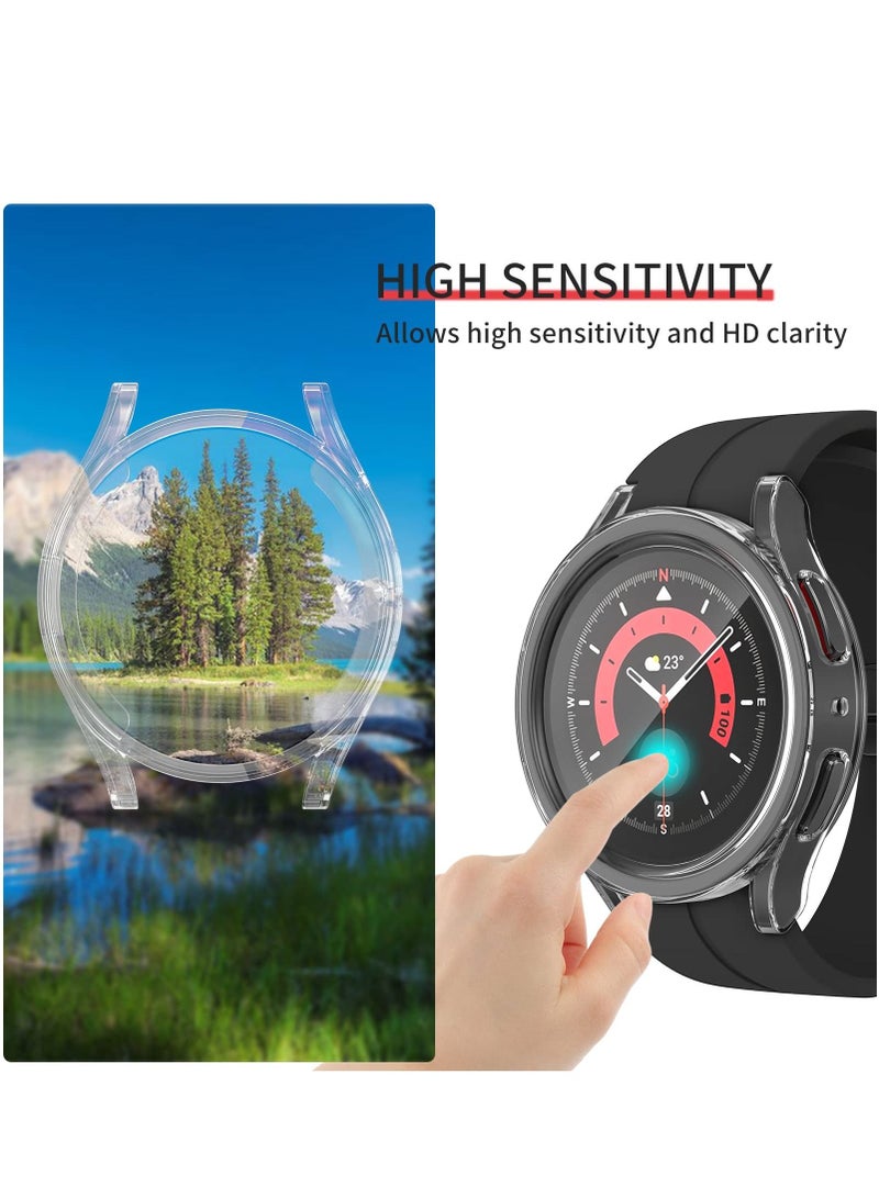 Compatible with Samsung Galaxy Watch 5 Pro 45mm Screen Protector Case Full Protection Cover Soft TPU Bumper Frame Accessories (Clear) - Image 2