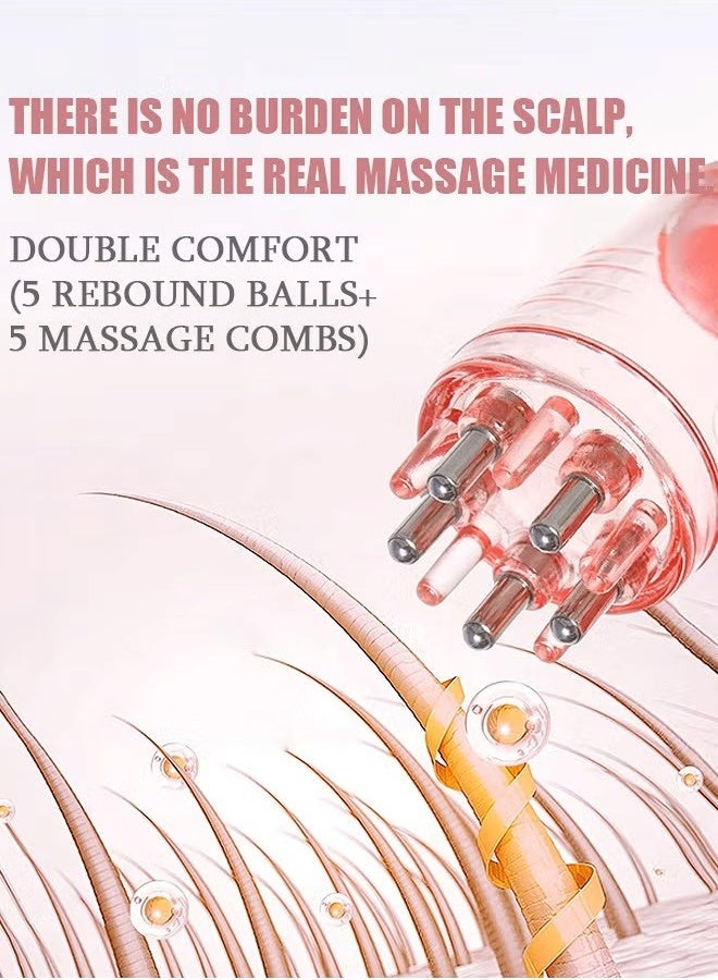 وانمي مشط توزيع زيت فروة الرأس، زجاجة توزيع زيت شعر فروة الرأس المحمولة، فرشاة تدليك فروة الرأس لنمو الشعر والعناية به (وردي) - Image 2