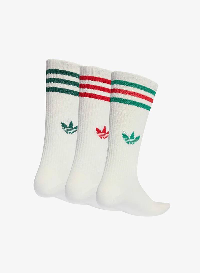adidas Originals 3 Pack 3-Stripes High Crew Socks