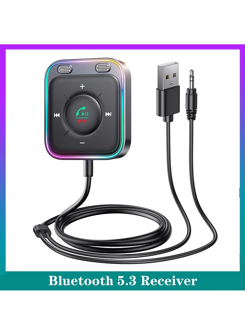 Joyroom Bluetooth 5.3 AUX Adaptor Mobil Mikrofon Ganda Pemancar Noise Cancelling Penerima Nirkabel Tangan Gratis Kit Stereo Audio Mobil - Image 2