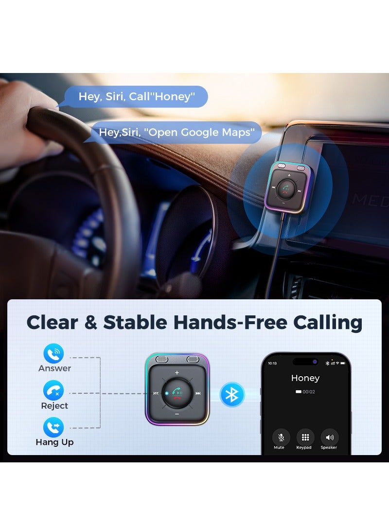 Joyroom Bluetooth 5.3 AUX Adaptor Mobil Mikrofon Ganda Pemancar Noise Cancelling Penerima Nirkabel Tangan Gratis Kit Stereo Audio Mobil - Image 5