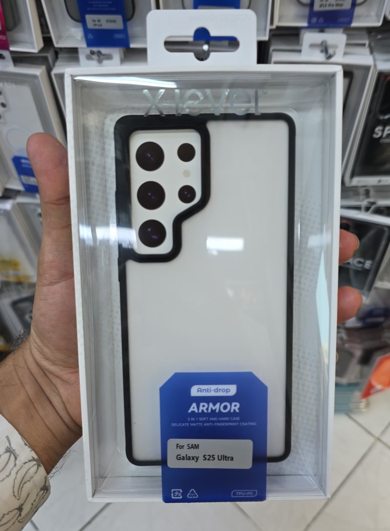 إكس ليفيل حافظة حماية X-Level لهاتف سامسونج جالاكسي S25 الترا، طبقة مزدوجة مضادة للسقوط وناعمة وصلبة مع طلاء غير لامع مضاد لبصمات الأصابع - أسود - Image 1